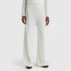 Cream white wide trousers in cashmere and wool blend