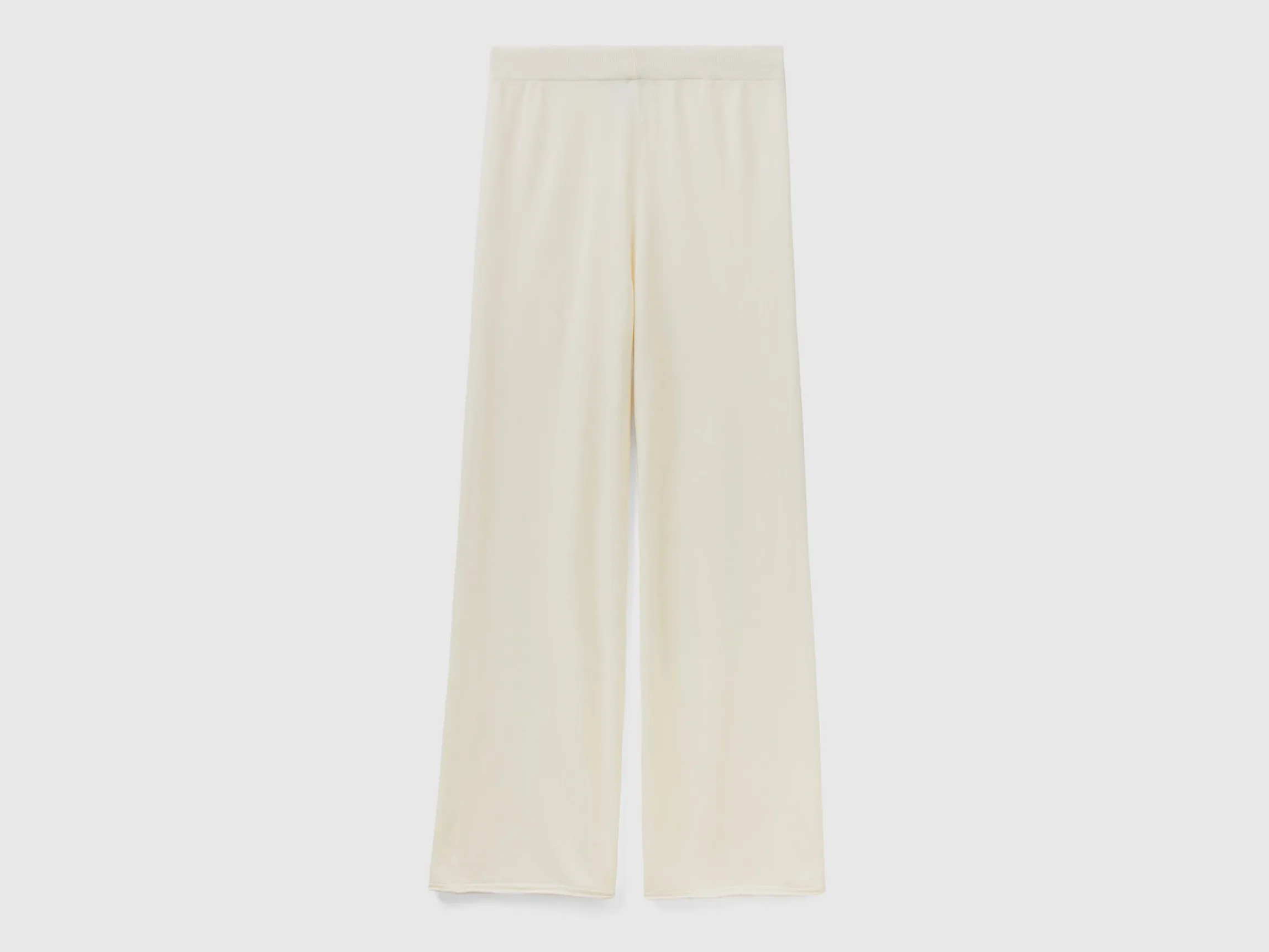 Cream white wide trousers in cashmere and wool blend