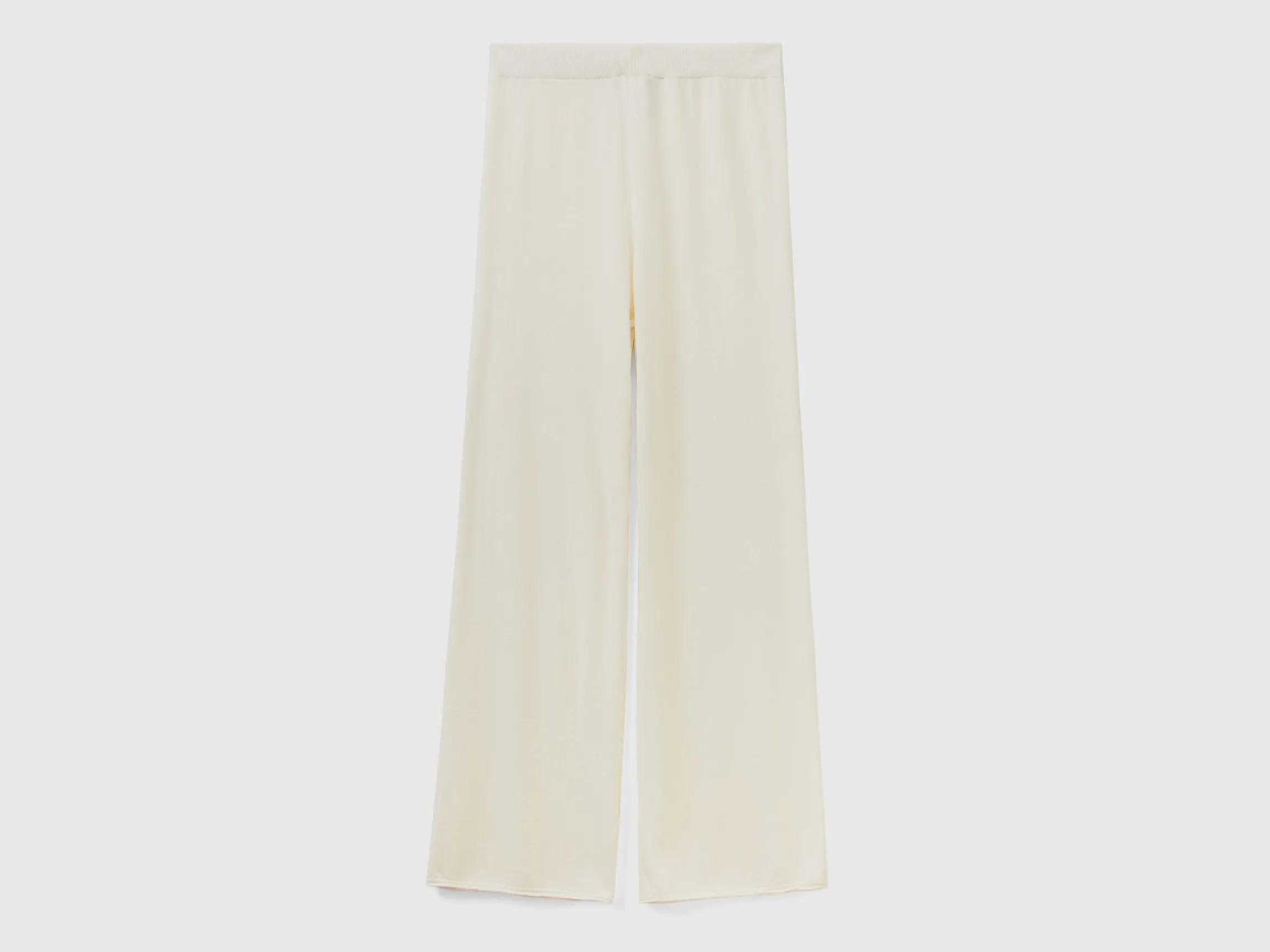 Cream white wide trousers in cashmere and wool blend