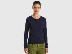 Crew neck cardigan in pure cotton