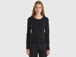 Crew neck cardigan in pure cotton