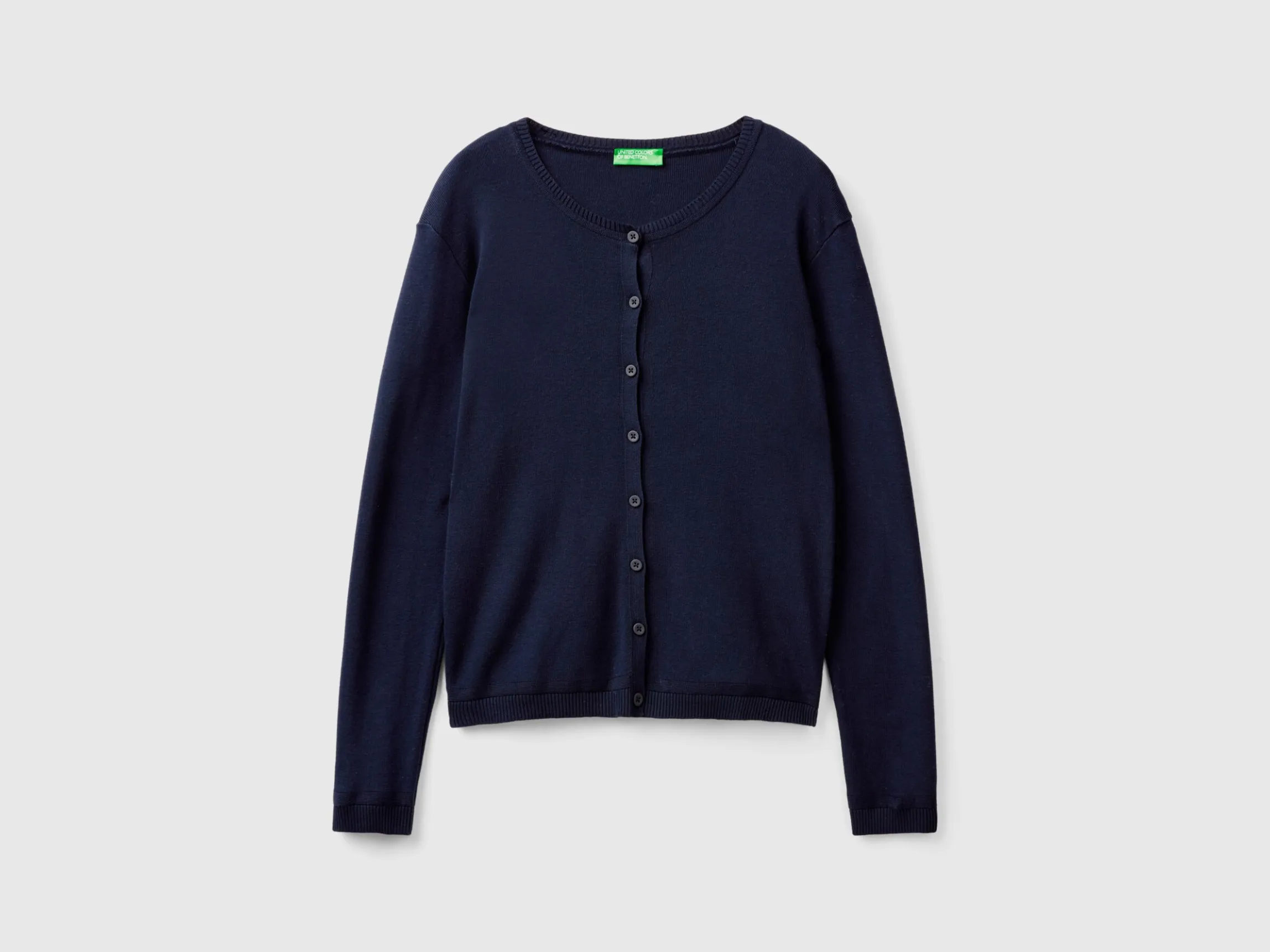 Crew neck cardigan in pure cotton