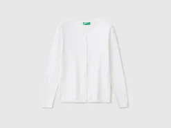 Crew neck cardigan in pure cotton
