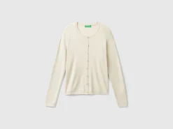 Crew neck cardigan in pure cotton