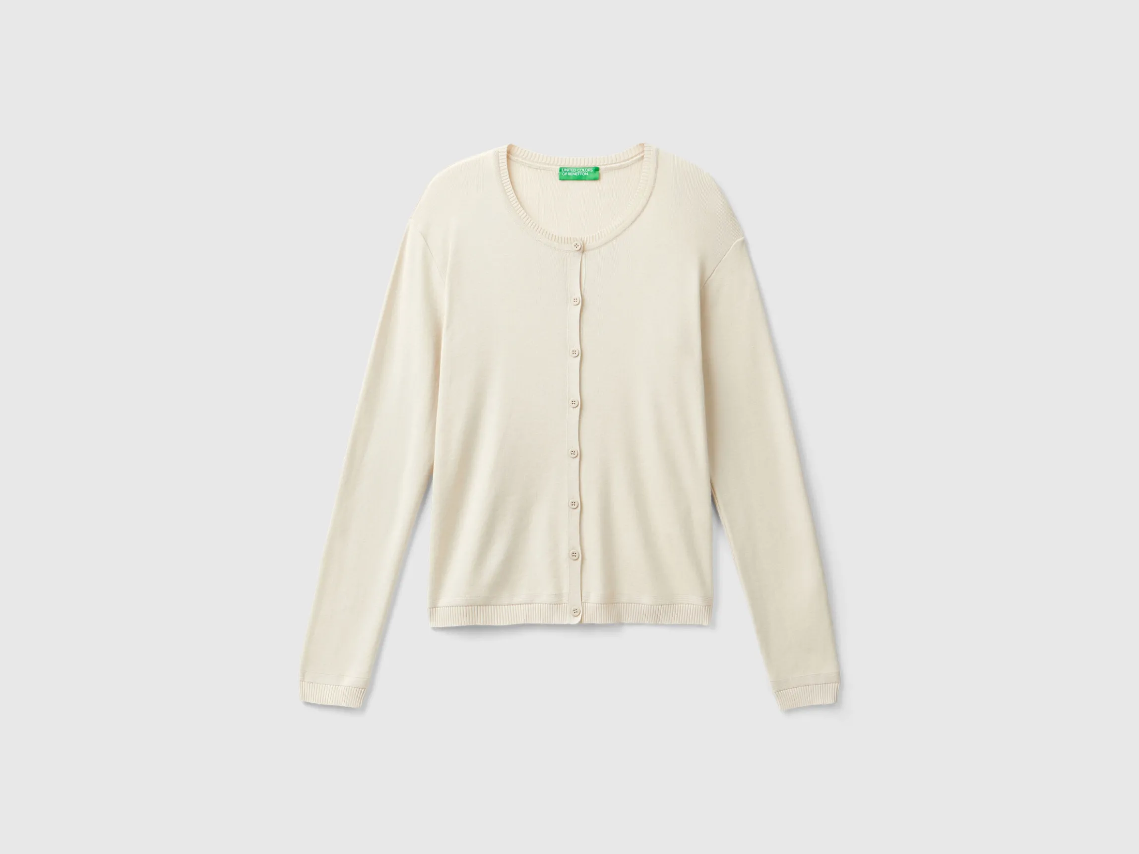 Crew neck cardigan in pure cotton