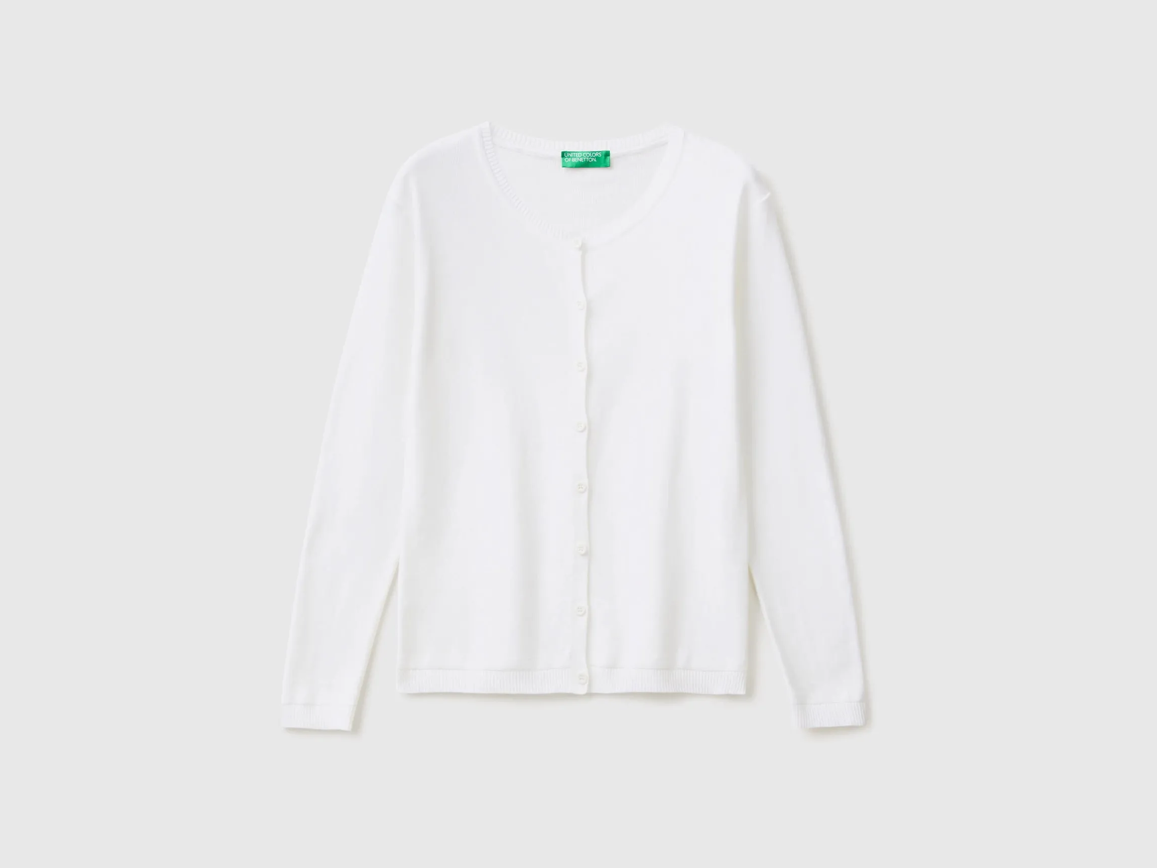 Crew neck cardigan in pure cotton