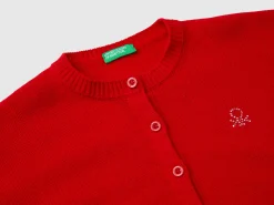 Crew neck cardigan with rhinestone logo