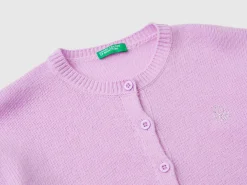 Crew neck cardigan with rhinestone logo