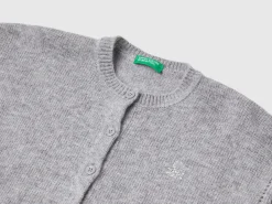 Crew neck cardigan with rhinestone logo