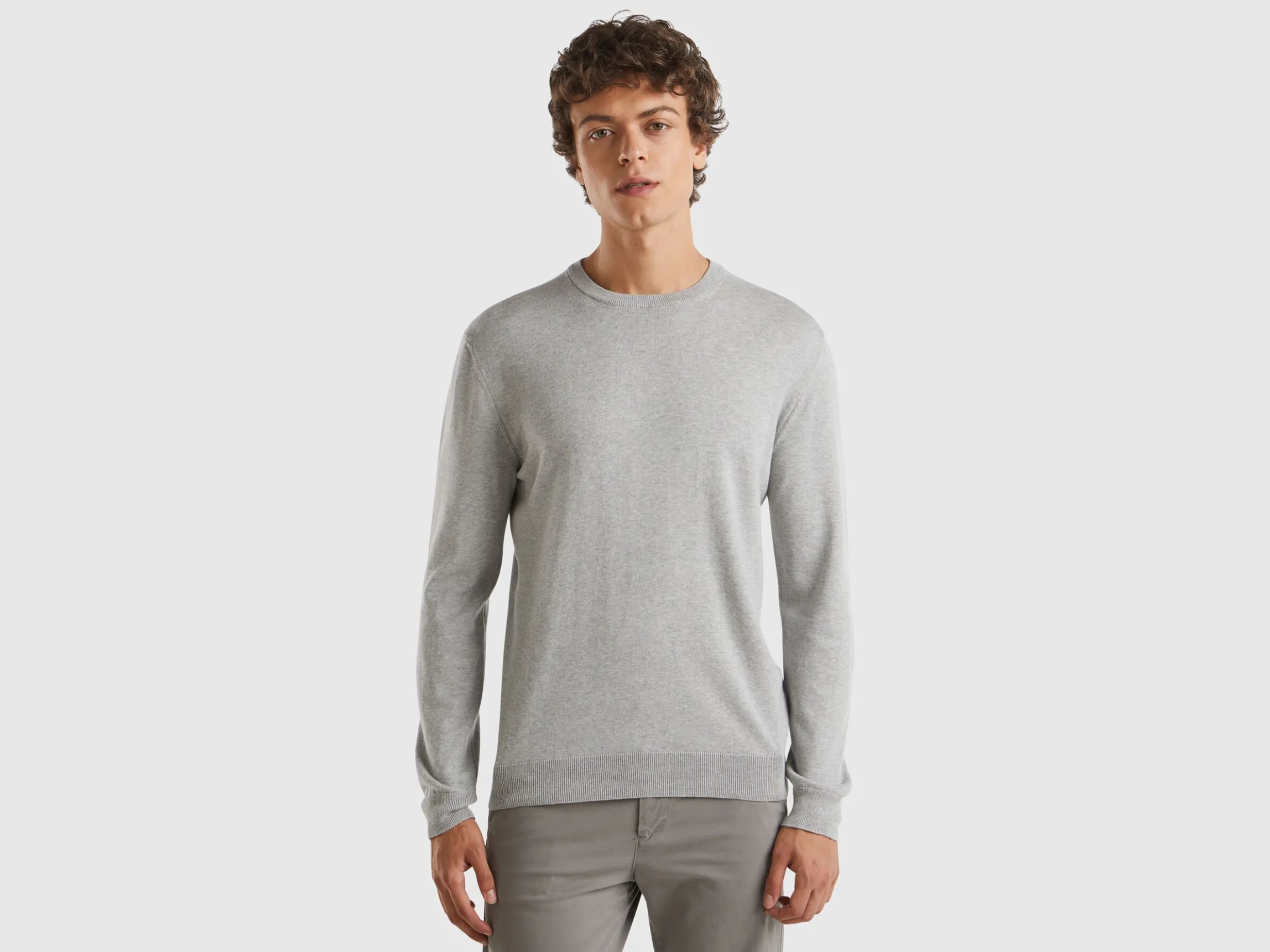 Crew neck sweater in 100% cotton