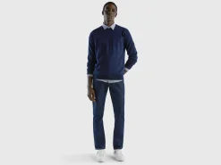 Crew neck sweater in 100% cotton