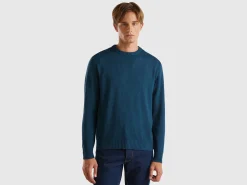 Crew neck sweater in cashmere and wool blend