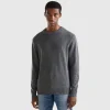 Crew neck sweater in cashmere and wool blend