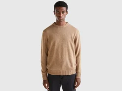 Crew neck sweater in cashmere and wool blend