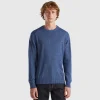 Crew neck sweater in cashmere and wool blend