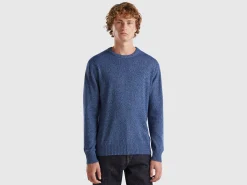 Crew neck sweater in cashmere and wool blend