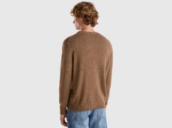Crew neck sweater in cashmere and wool blend