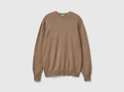 Crew neck sweater in cashmere and wool blend