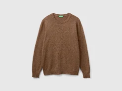 Crew neck sweater in cashmere and wool blend