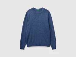 Crew neck sweater in cashmere and wool blend