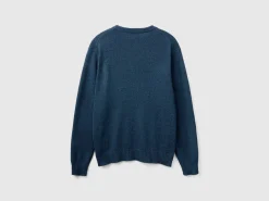 Crew neck sweater in cashmere and wool blend