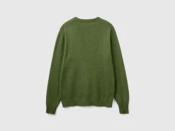 Crew neck sweater in cashmere and wool blend