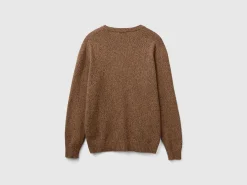 Crew neck sweater in cashmere and wool blend