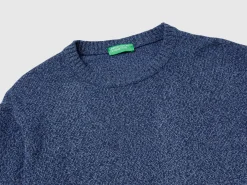 Crew neck sweater in cashmere and wool blend