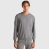 Crew neck sweater in lightweight cotton blend