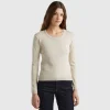 Crew neck sweater in pure cotton