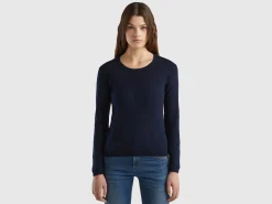 Crew neck sweater in pure cotton