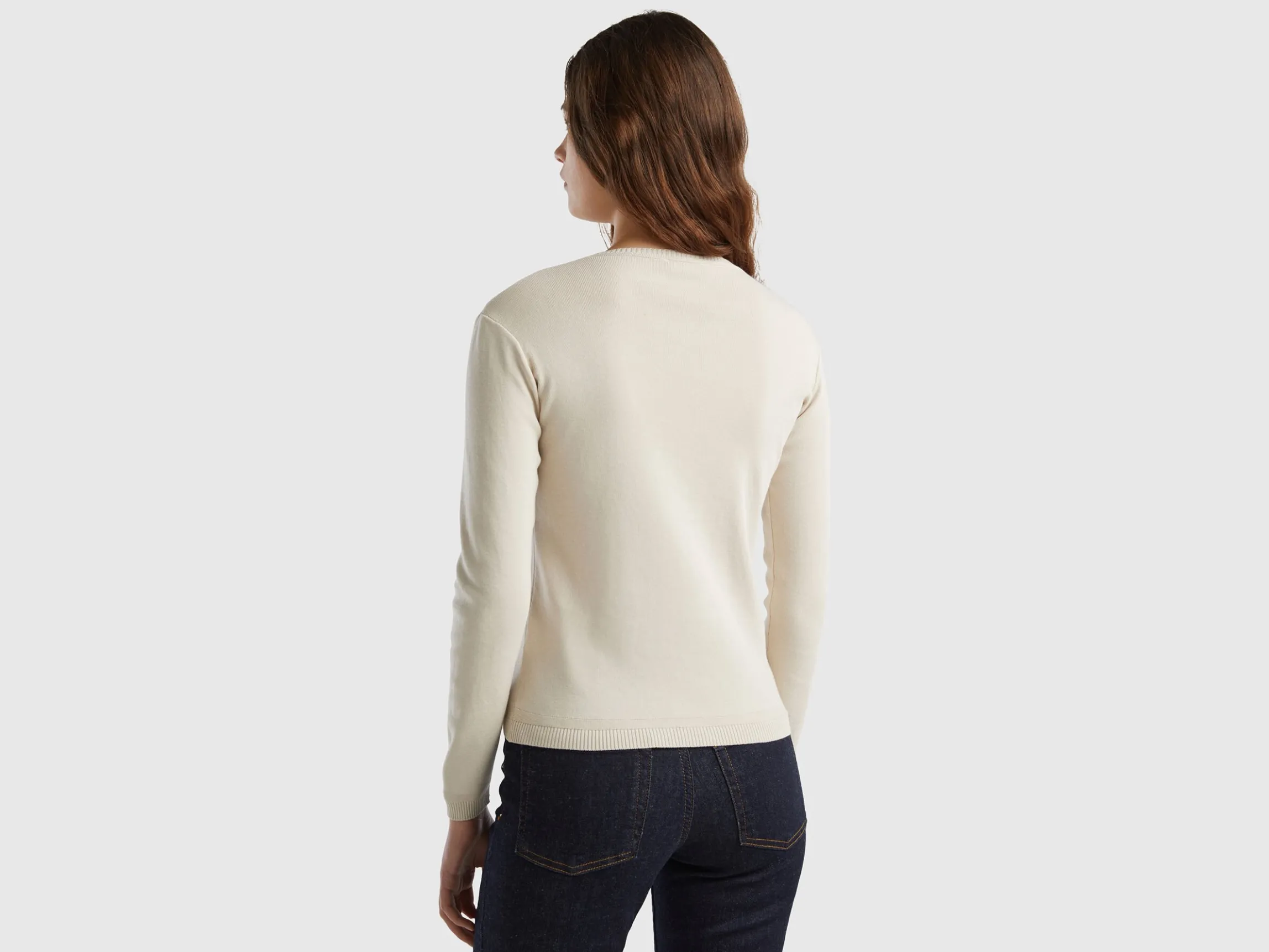 Crew neck sweater in pure cotton