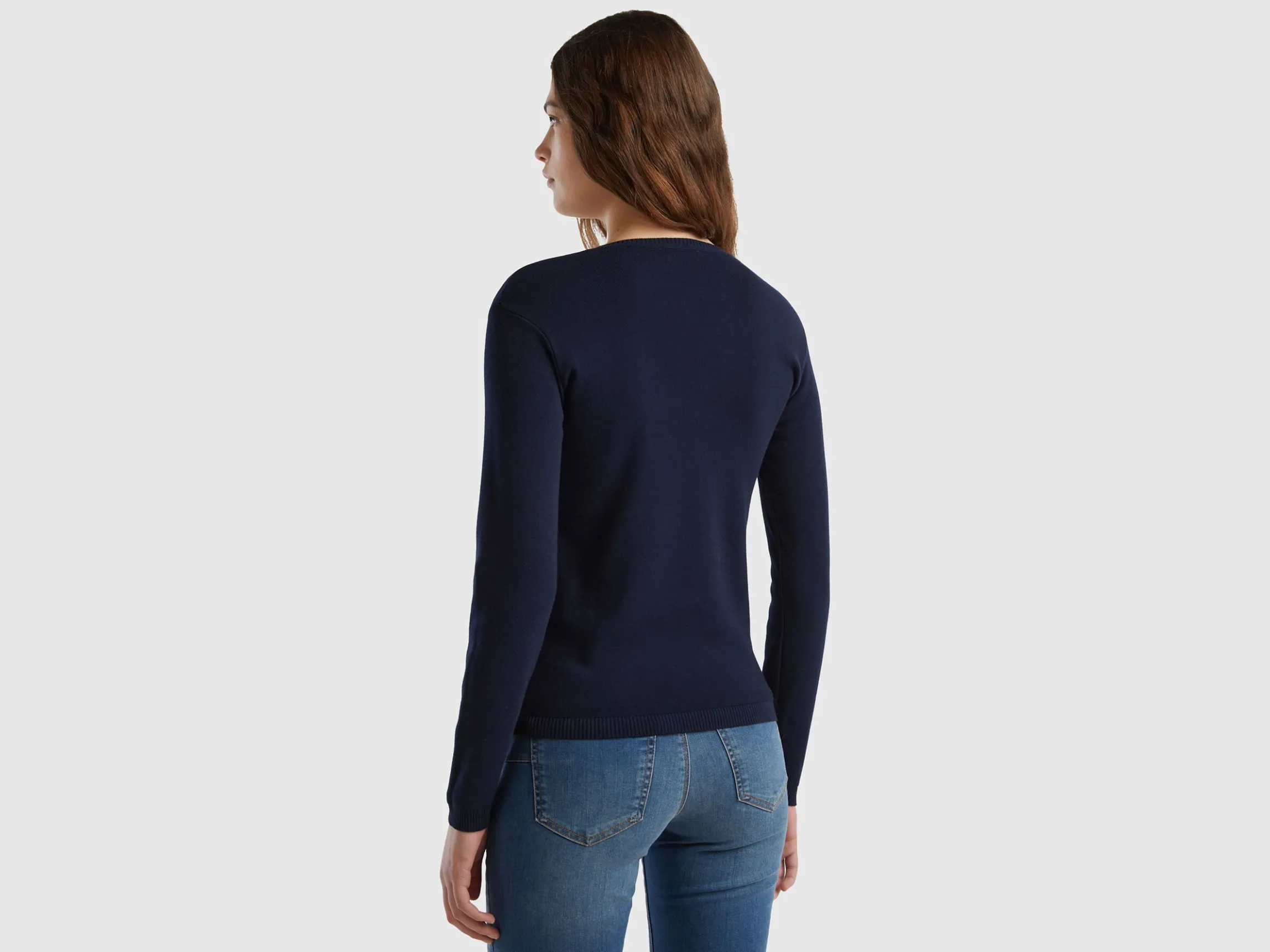 Crew neck sweater in pure cotton