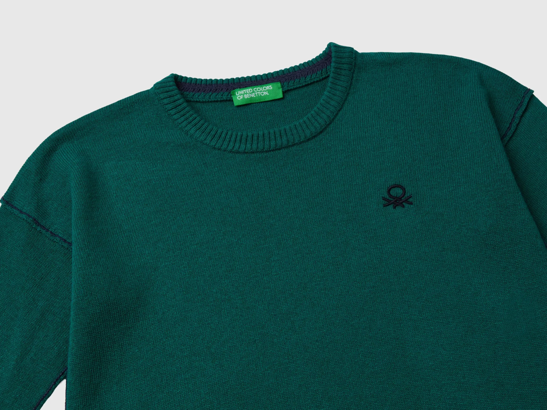 Crew neck sweater with embroidery