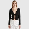 Cropped cardigan with laces