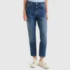 Cropped high-waisted jeans