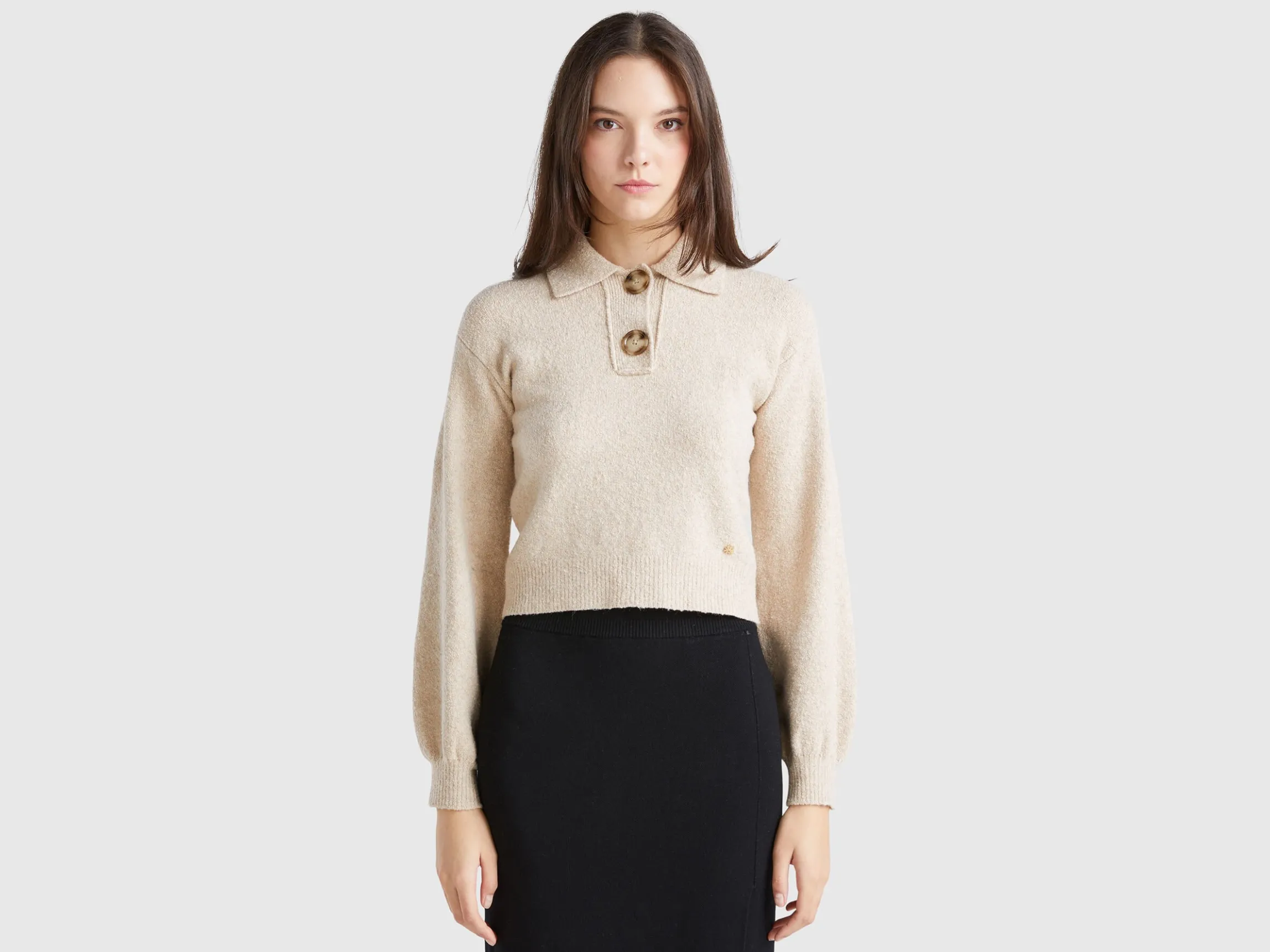 Cropped knit polo