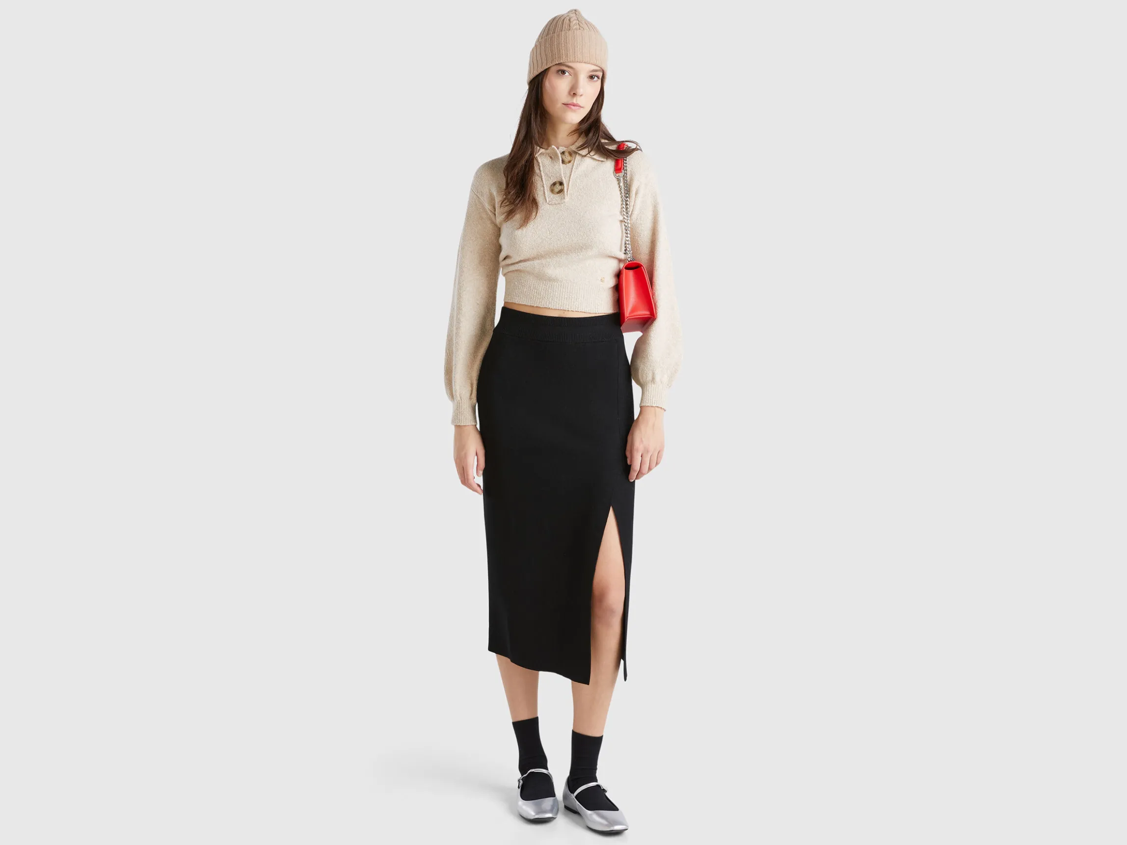 Cropped knit polo