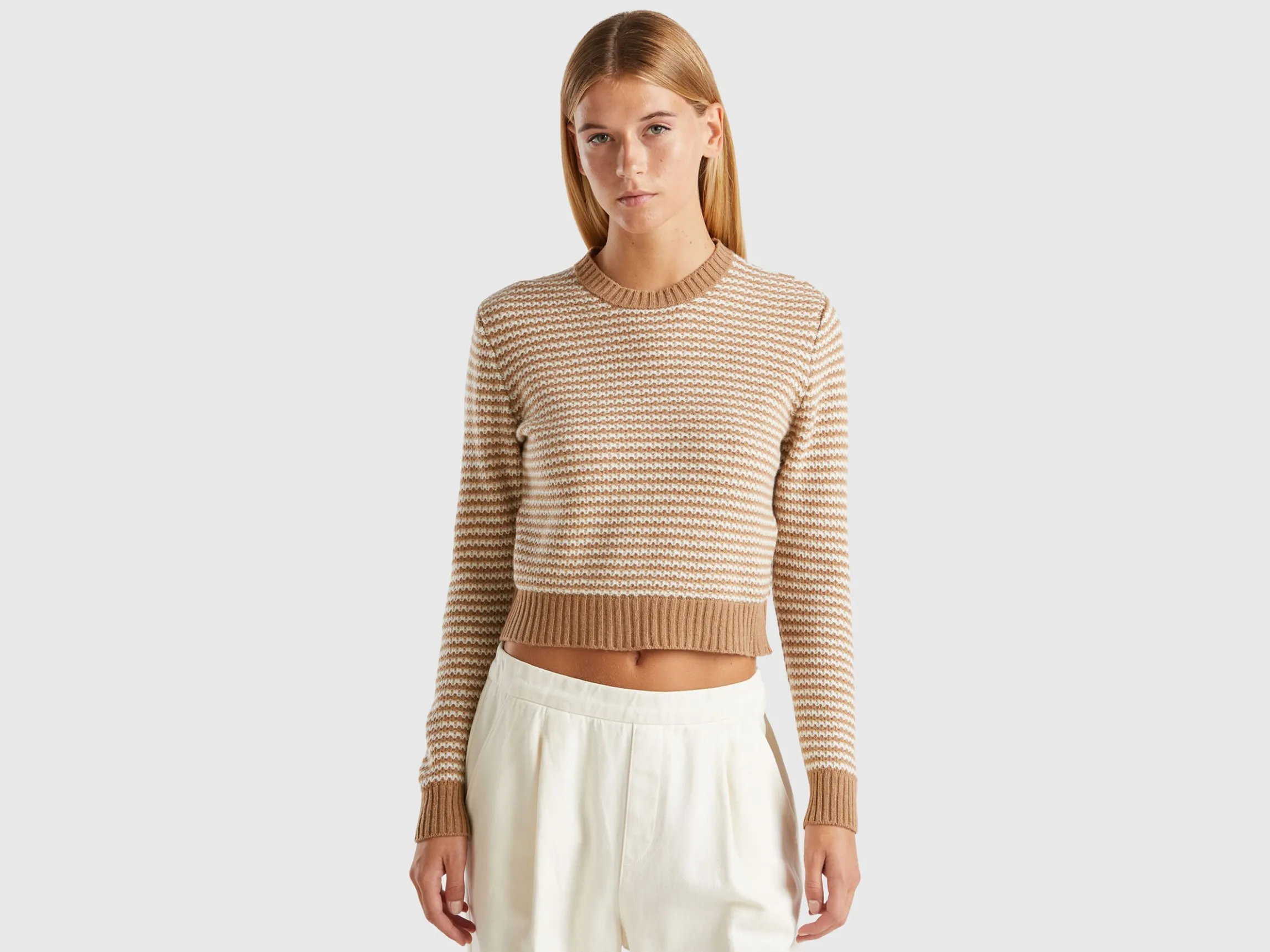 Cropped patterned sweater