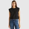 Cropped sweat fabric vest