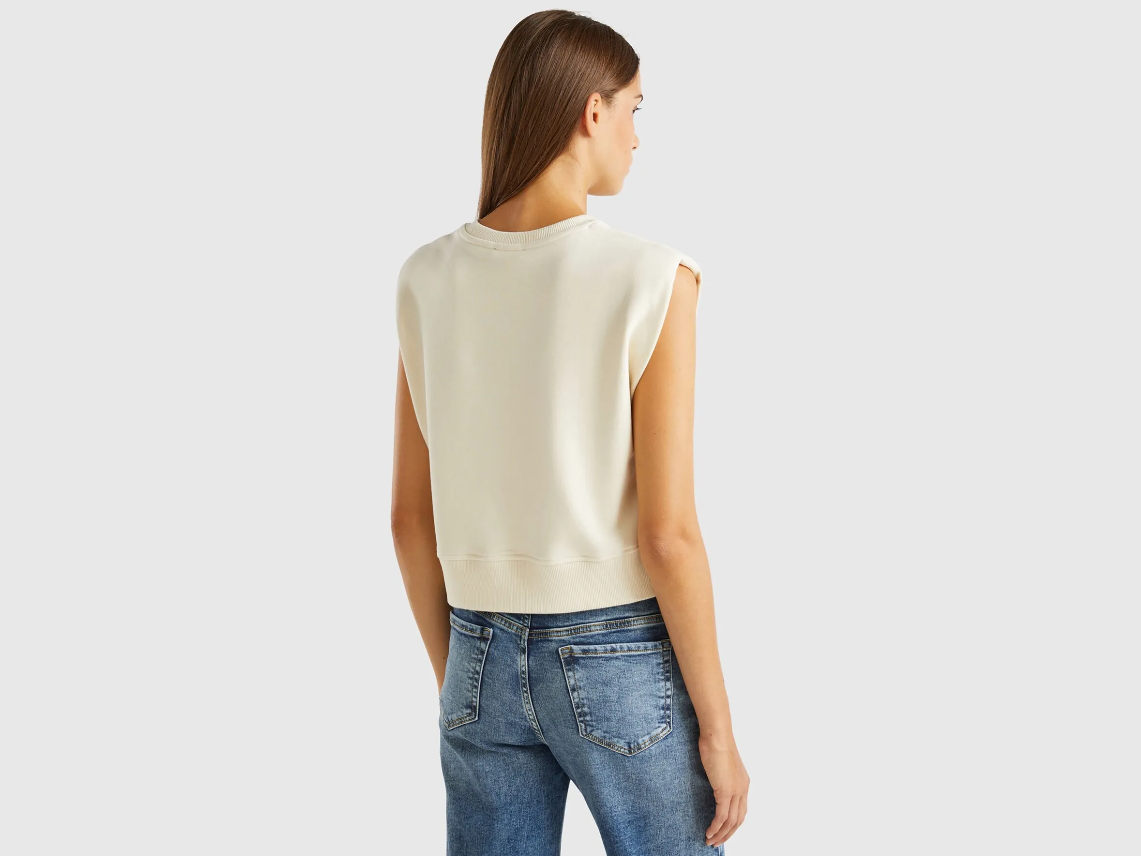 Cropped sweat fabric vest