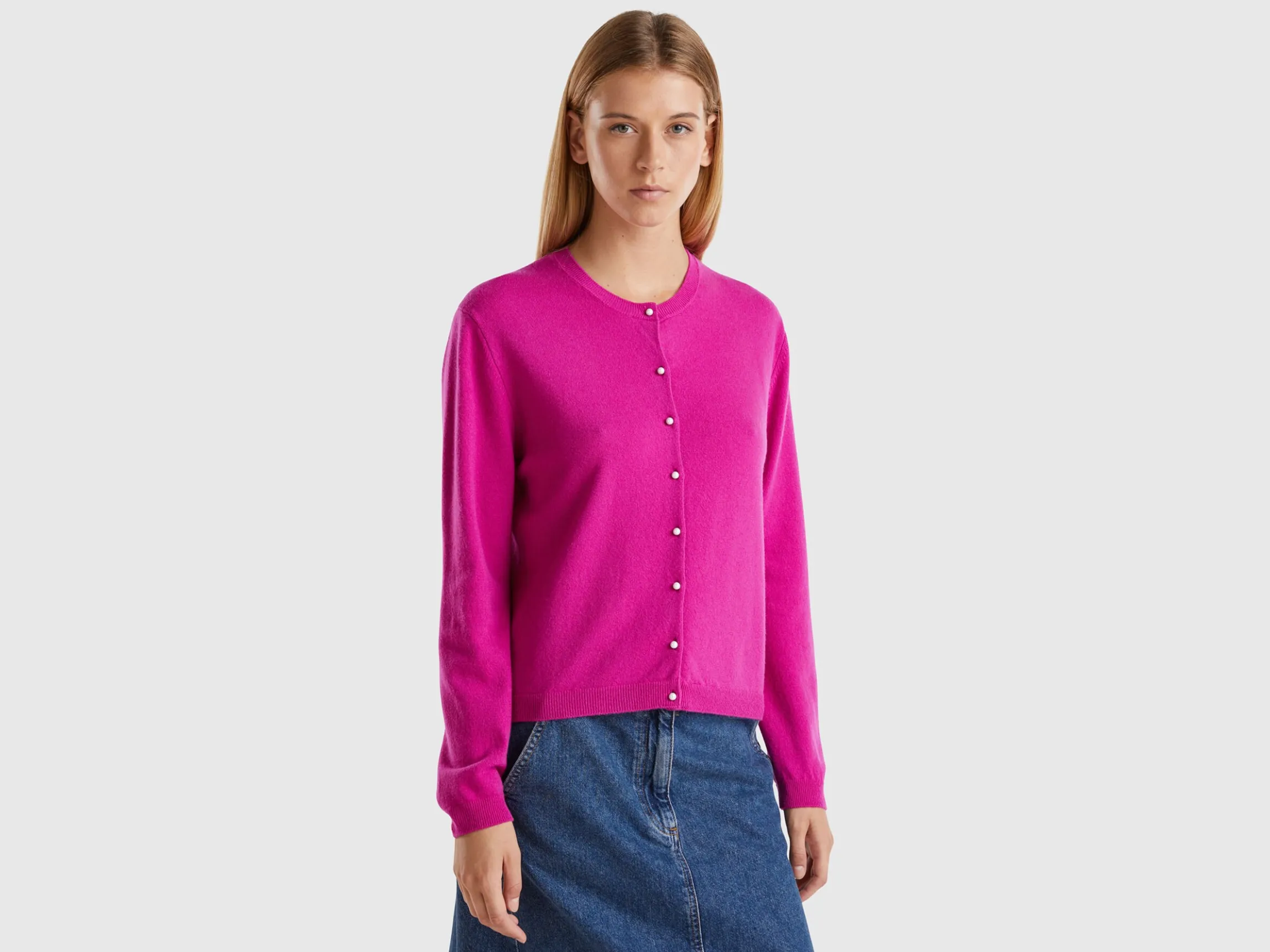 Cyclamen cardigan in pure Merino wool