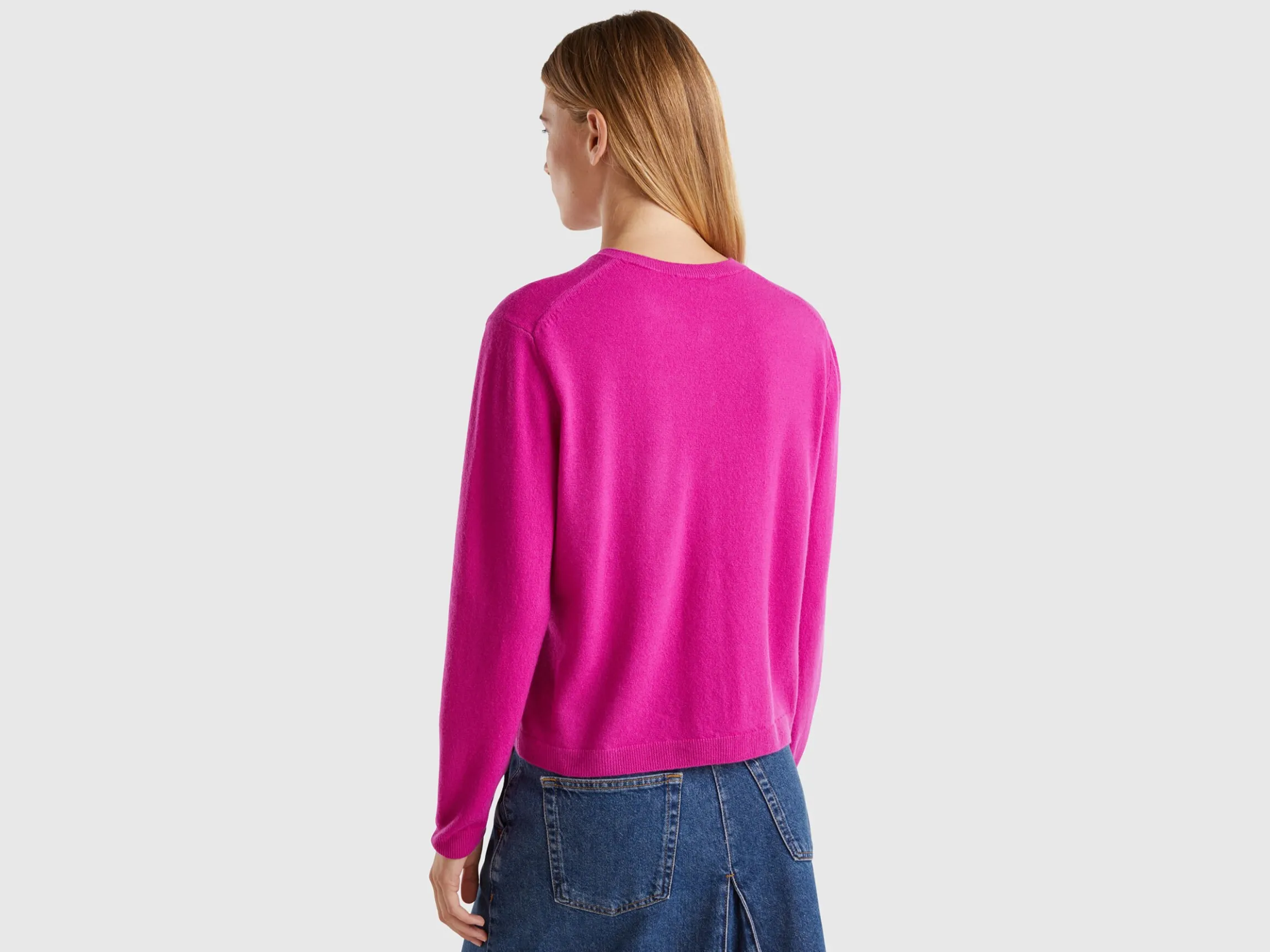 Cyclamen cardigan in pure Merino wool