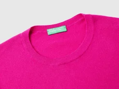 Cyclamen short sleeve sweater in pure Merino wool
