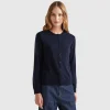 Dark blue cardigan in cashmere and wool blend