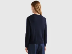 Dark blue cardigan in cashmere and wool blend