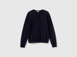 Dark blue cardigan in cashmere and wool blend