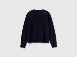 Dark blue cardigan in cashmere and wool blend