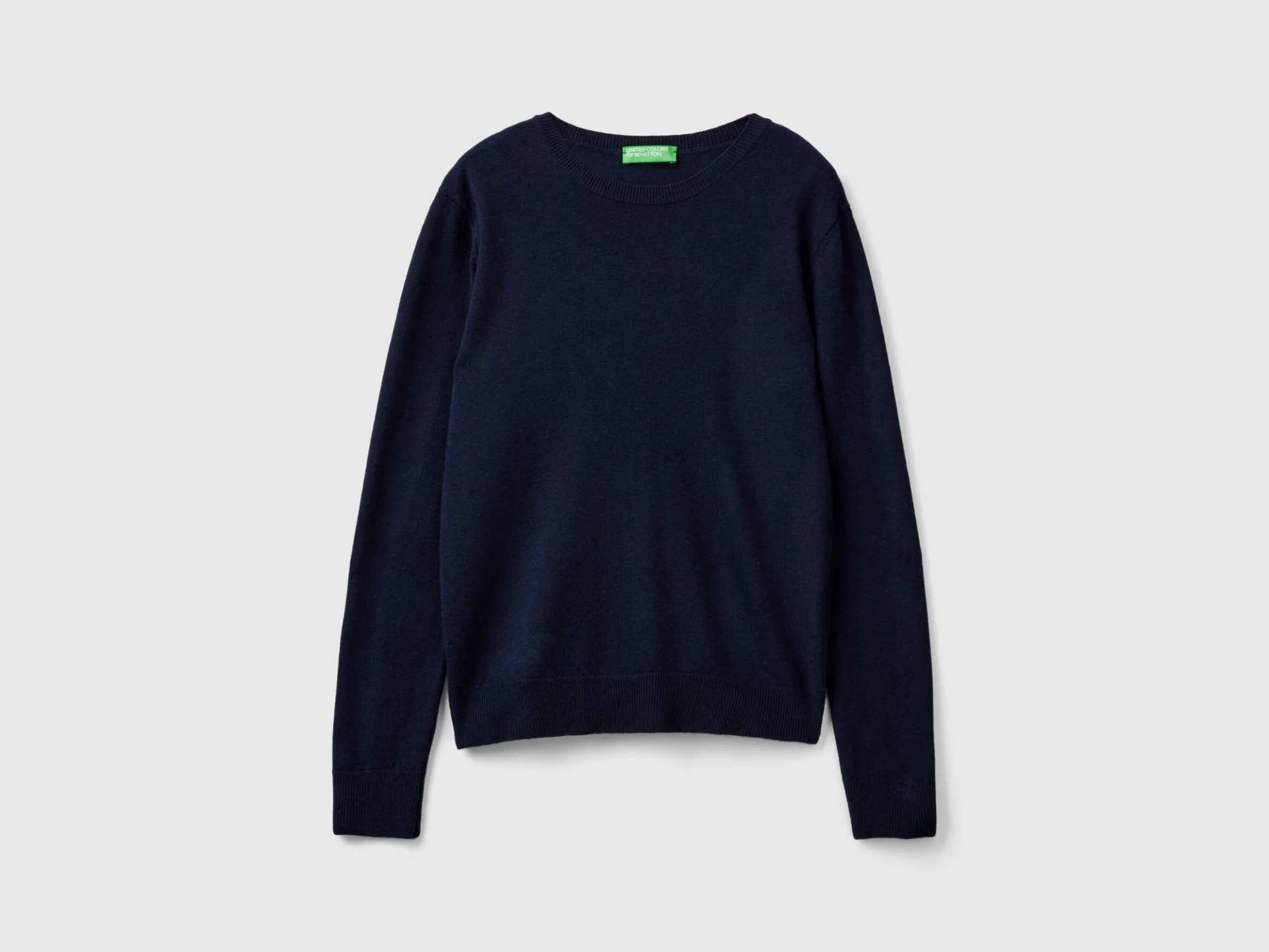 Dark blue crew neck sweater in Merino wool