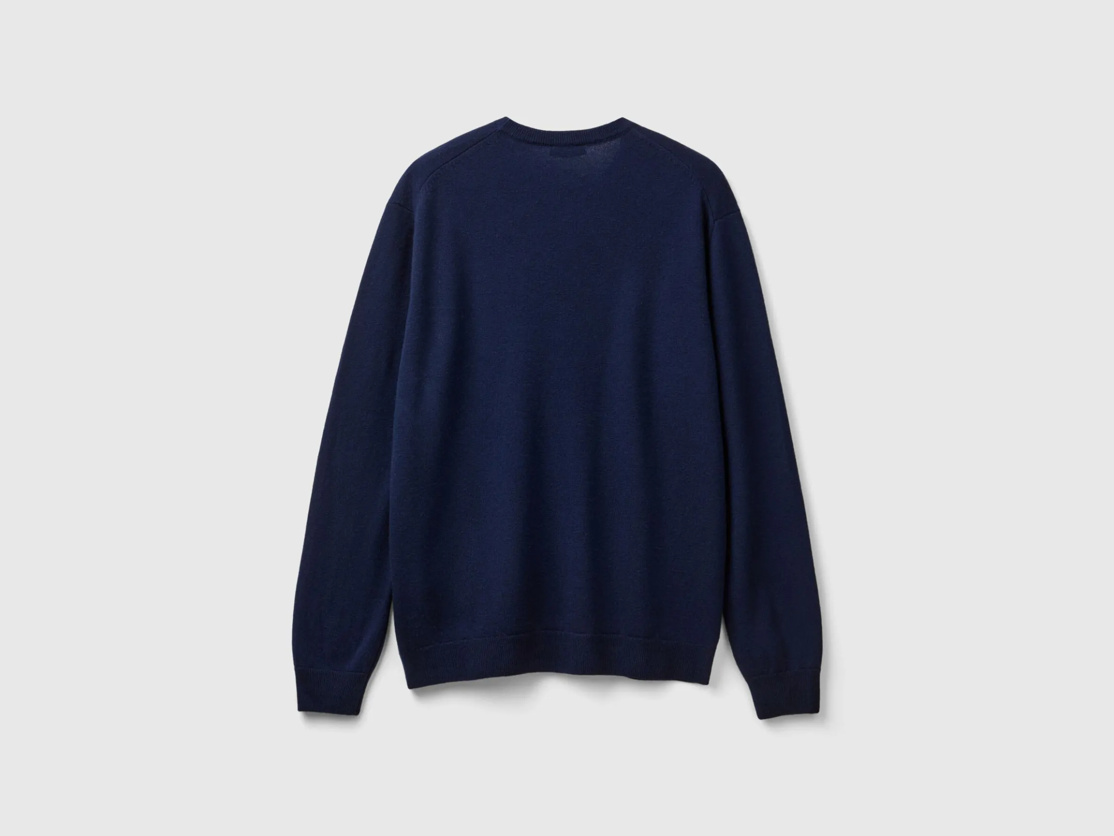 Dark blue crew neck sweater in pure Merino wool
